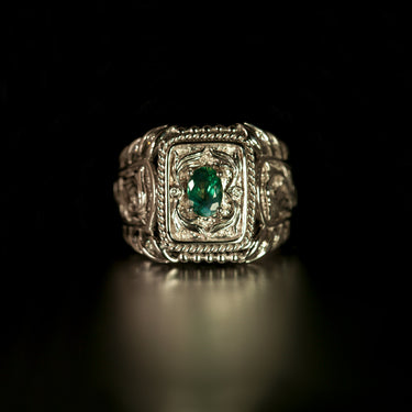 0.61ct Natural Alexandrite 18k White Gold Men's Signet Ring